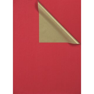 Geschenkspapier 2-Color, ca. 60g/m² / - Kraftpapier weiß, gerippt, beidseitig bedruckt, umgelegte Ecke, Farbe: Rot/Gold